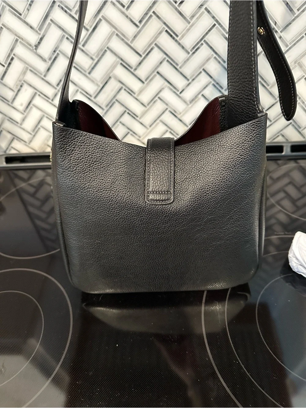Coach Black Pebbled Leather Hadley Crossbody Shoulder Bag with Gold Hardware - Picture 3 of 15